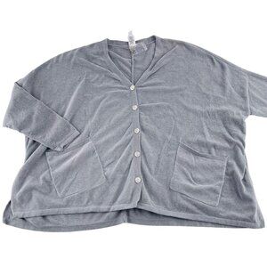 Marla Wynne Lounge Light Gray Button-Up Cardigan Sweater size‎ Large NWOT